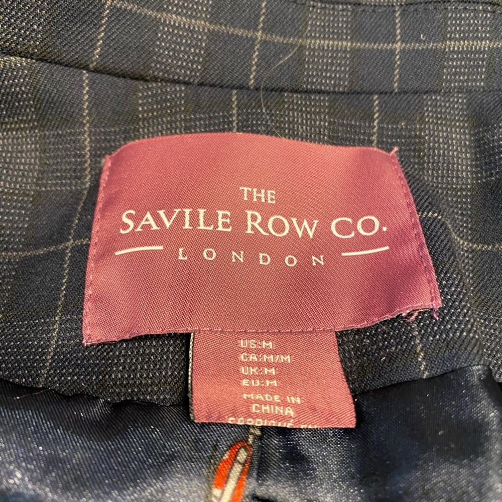 Savile Row. Women’s navy and gray plaid blazer with elbow patch’s. Size medium - Picture 7 of 15